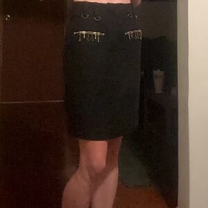 Expressions Vintage Y2K Wool Black Pencil Skirt